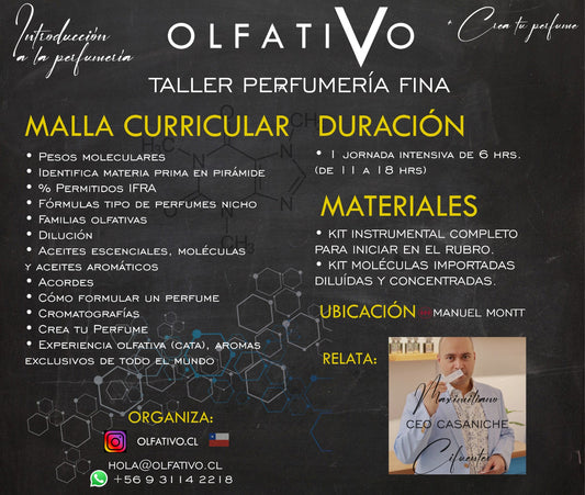 Capacitación Perfumería Fina Nivel básico- intermedio 27 Junio 2026 SANTIAGO CHILE